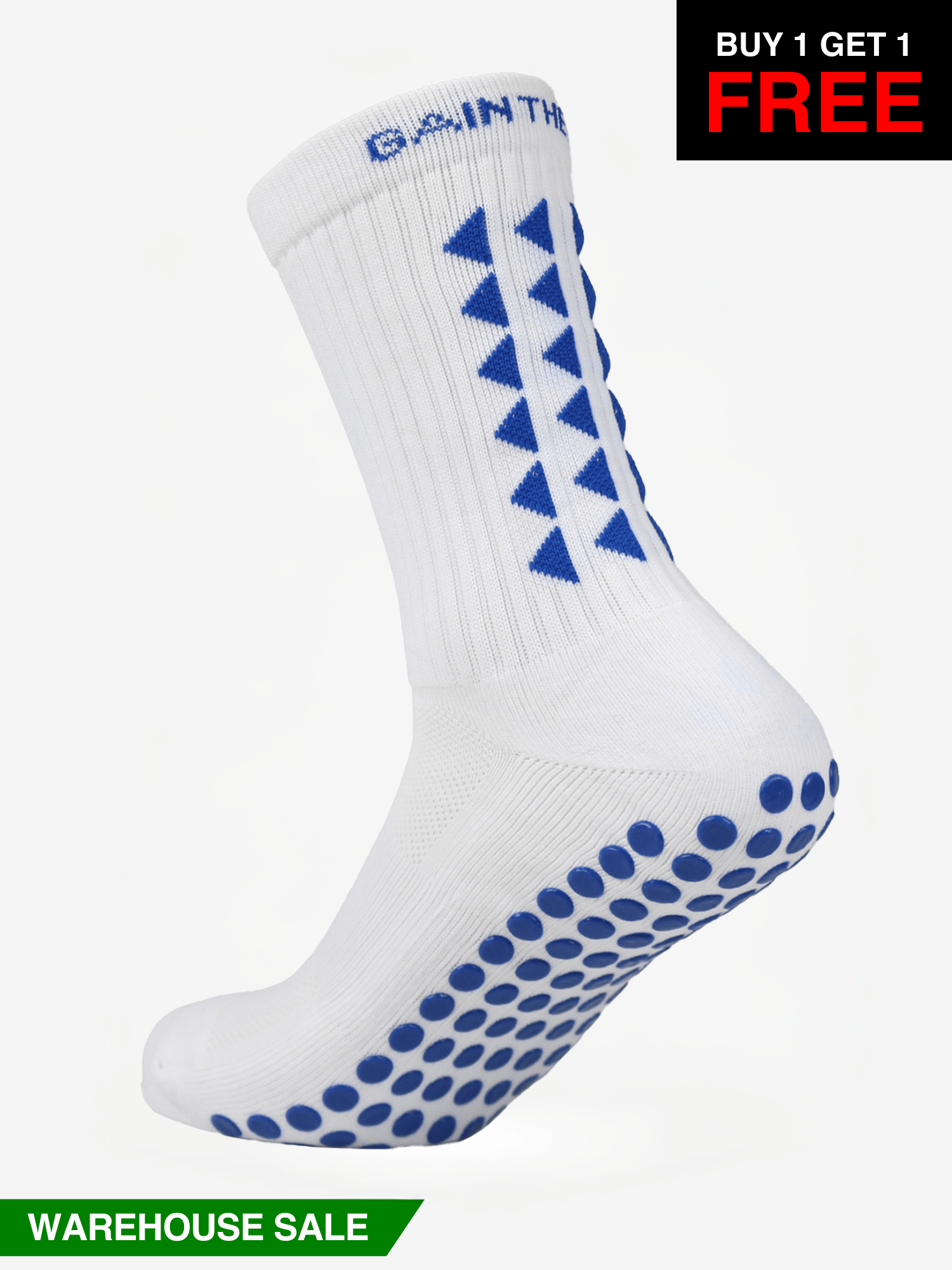 LIMITED EDITION GRIP SOCKS 3.0 - White & Blue - WAREHOUSE SALE - Gain The Edge Official