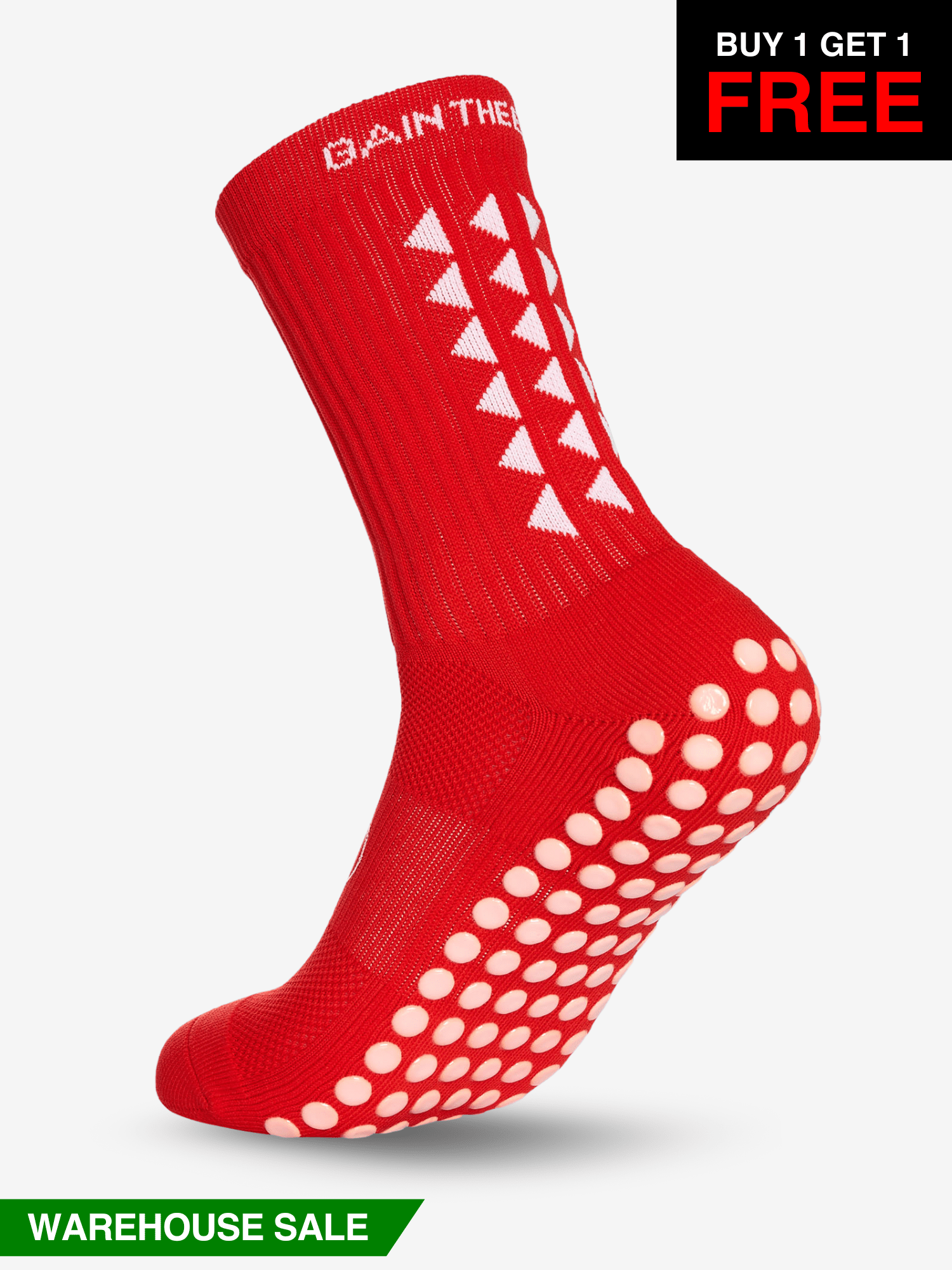 GRIP SOCKS 3.0  MidCalf Length - Red - WAREHOUSE SALE - Gain The Edge Official