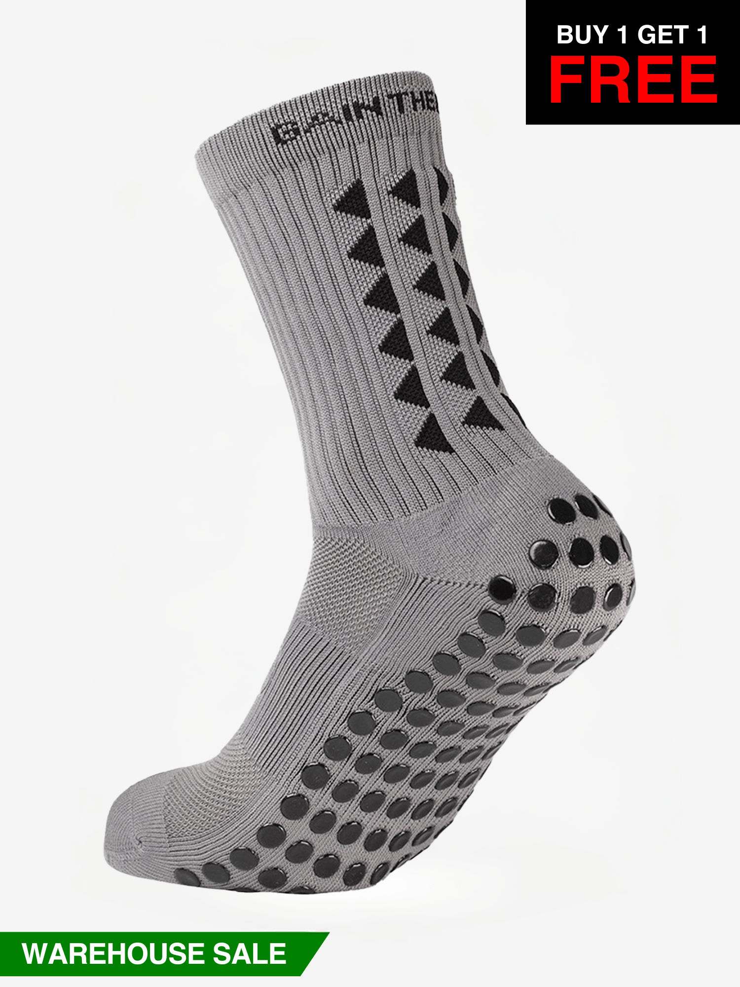 GRIP SOCKS 2.0  MidCalf Length - Grey - WAREHOUSE SALE BUY 1 GET 1 FREE - Gain The Edge Official